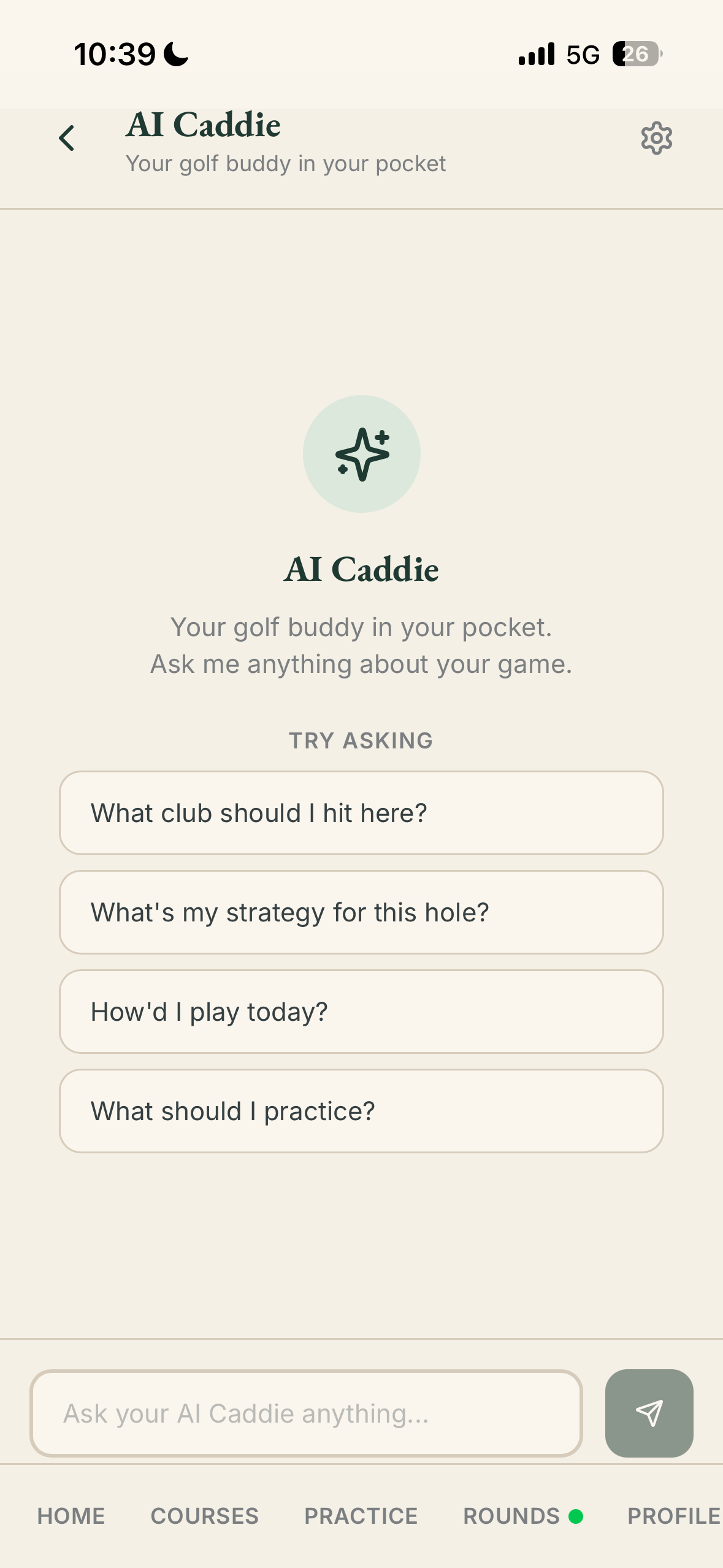 AI Caddie screen