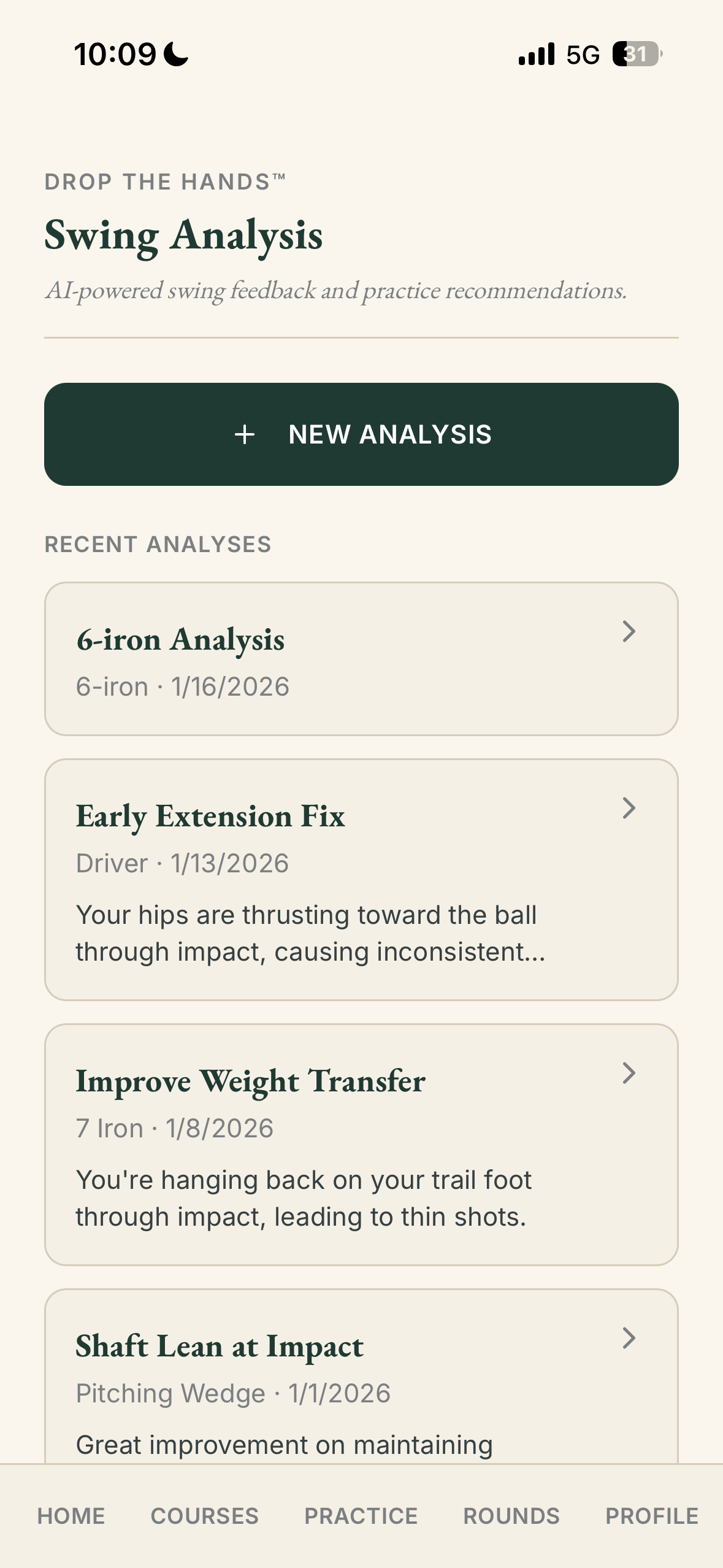 Post-round insight screen