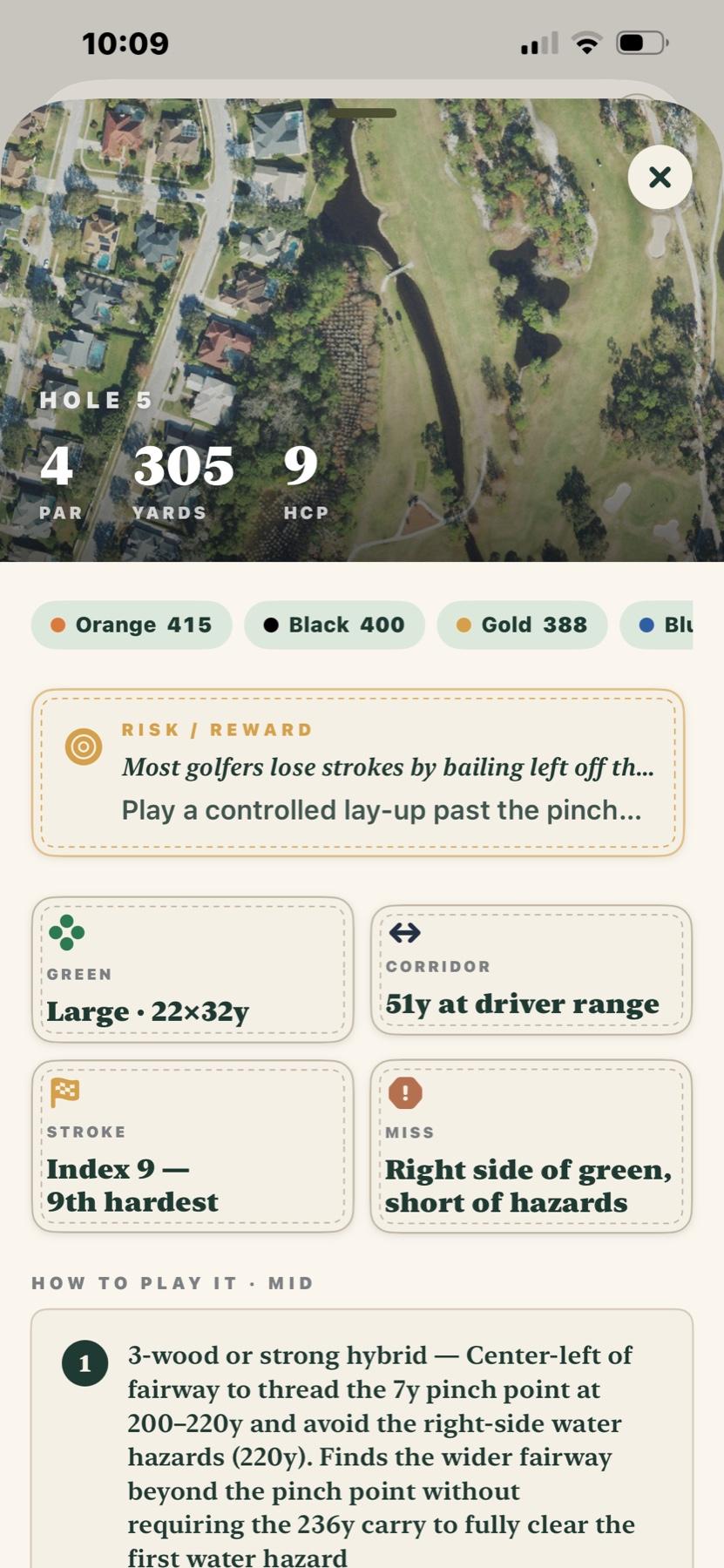 Drop The Hands course planning view before a round